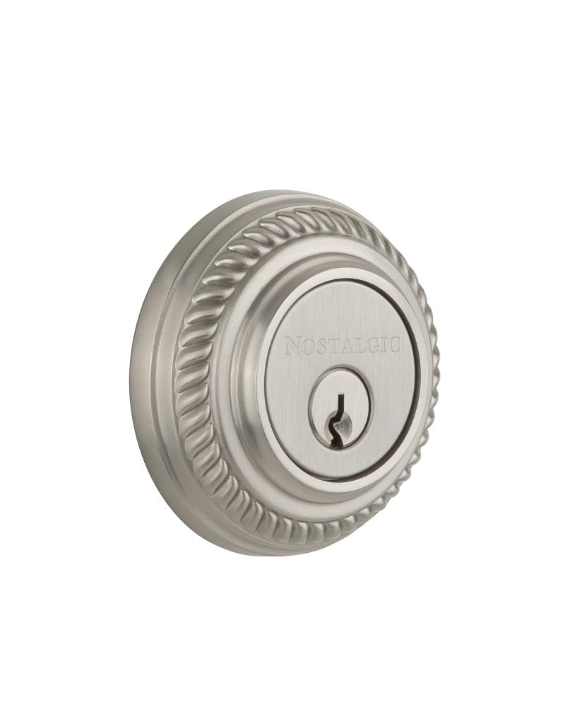 Nostalgic Warehouse Rope Rosette Double Cylinder Deadbolt in Satin Nickel