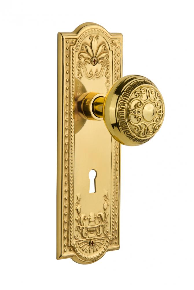 Nostalgic Warehouse Meadows Plate Interior Mortise Egg & Dart Door Knob in Unlacquered Brass