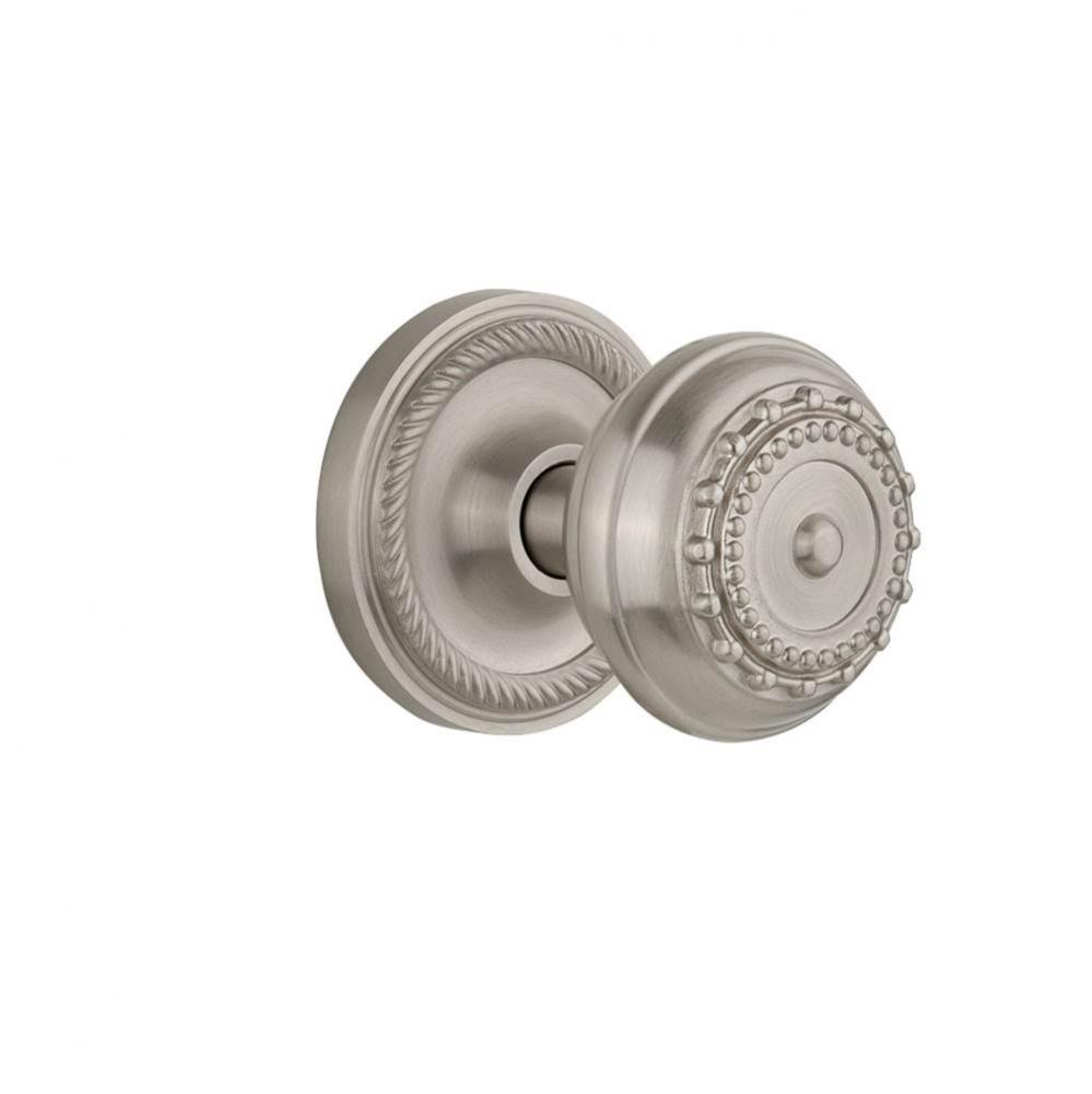 Nostalgic Warehouse Rope Rosette Privacy Meadows Door Knob in Satin Nickel