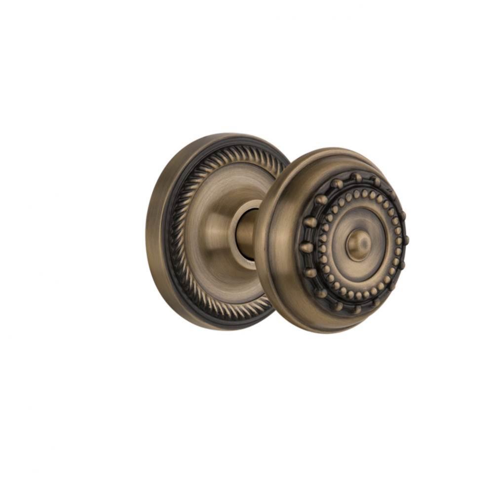 Nostalgic Warehouse Rope Rosette Passage Meadows Door Knob in Antique Brass