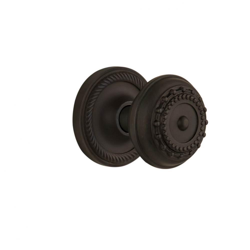 Nostalgic Warehouse Rope Rosette Interior Mortise Meadows Door Knob in Oil-Rubbed Bronze