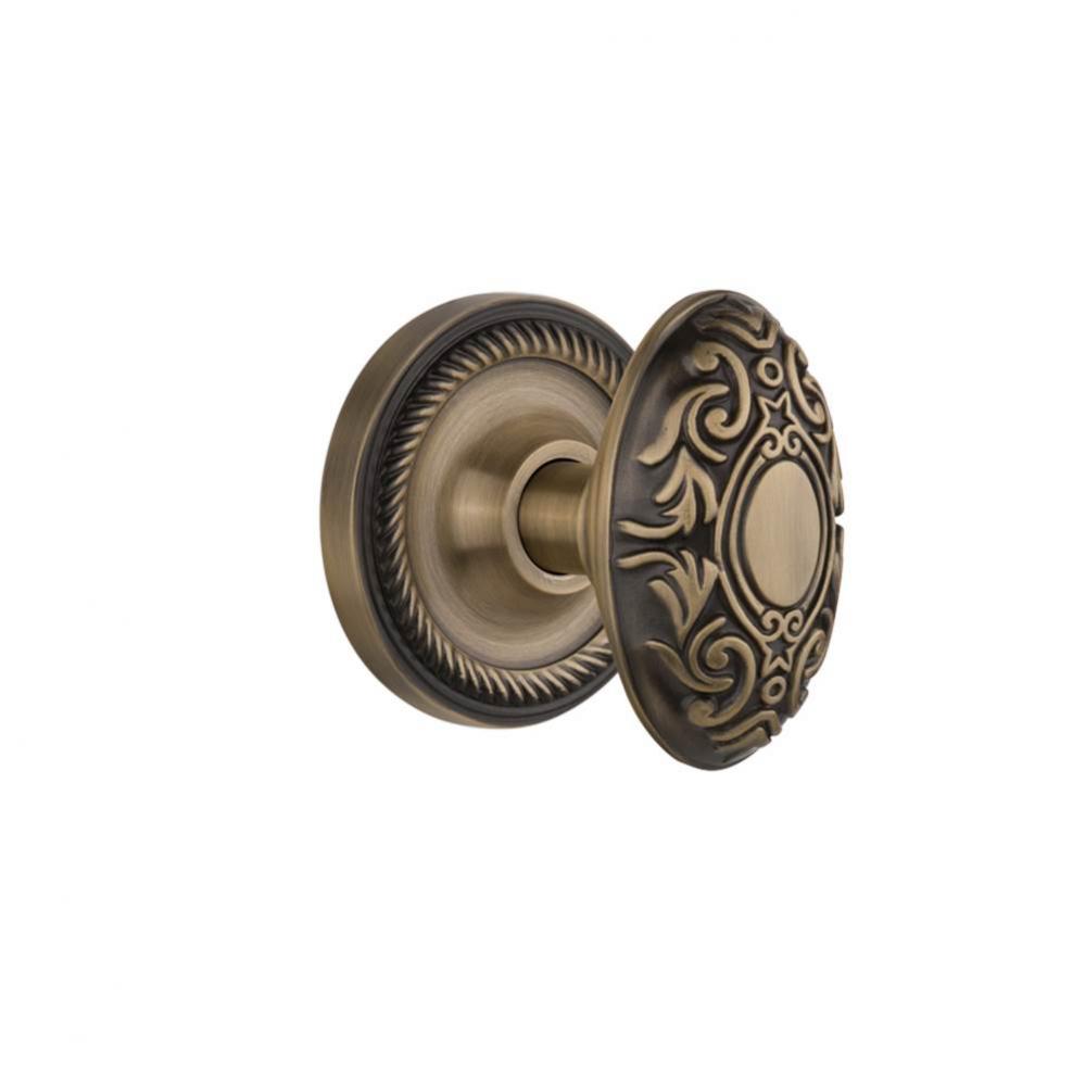 Nostalgic Warehouse Rope Rosette Privacy Victorian Door Knob in Antique Brass