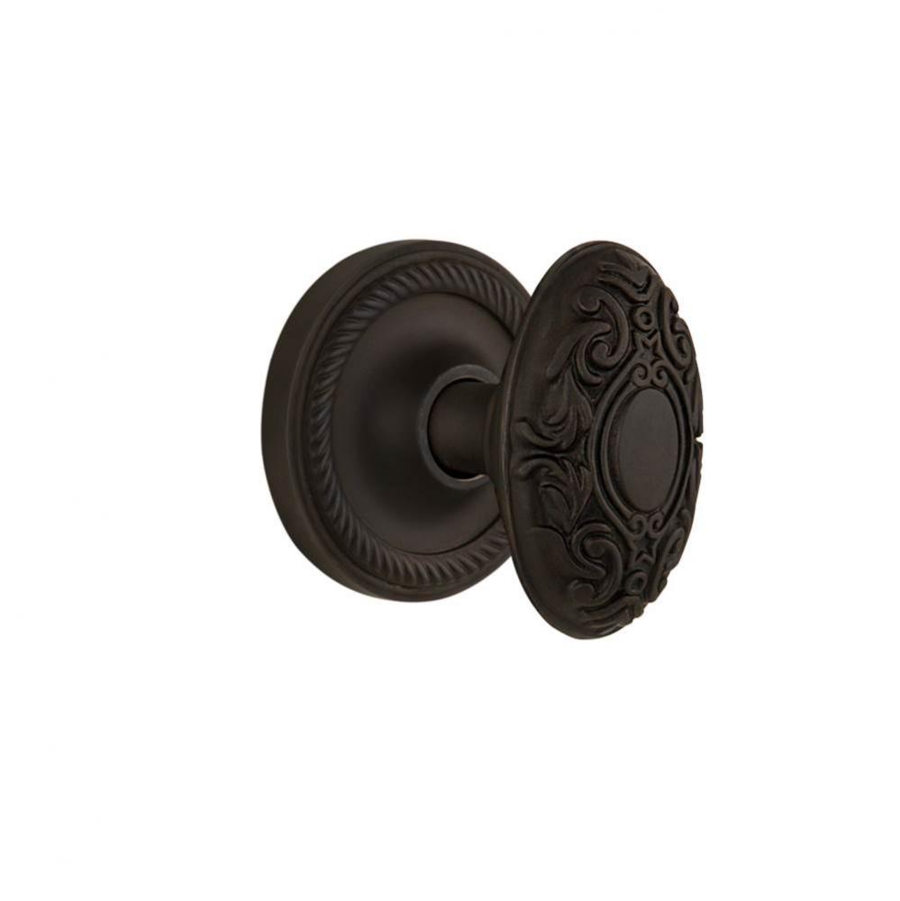 Nostalgic Warehouse Rope Rosette Privacy Victorian Door Knob in Oil-Rubbed Bronze