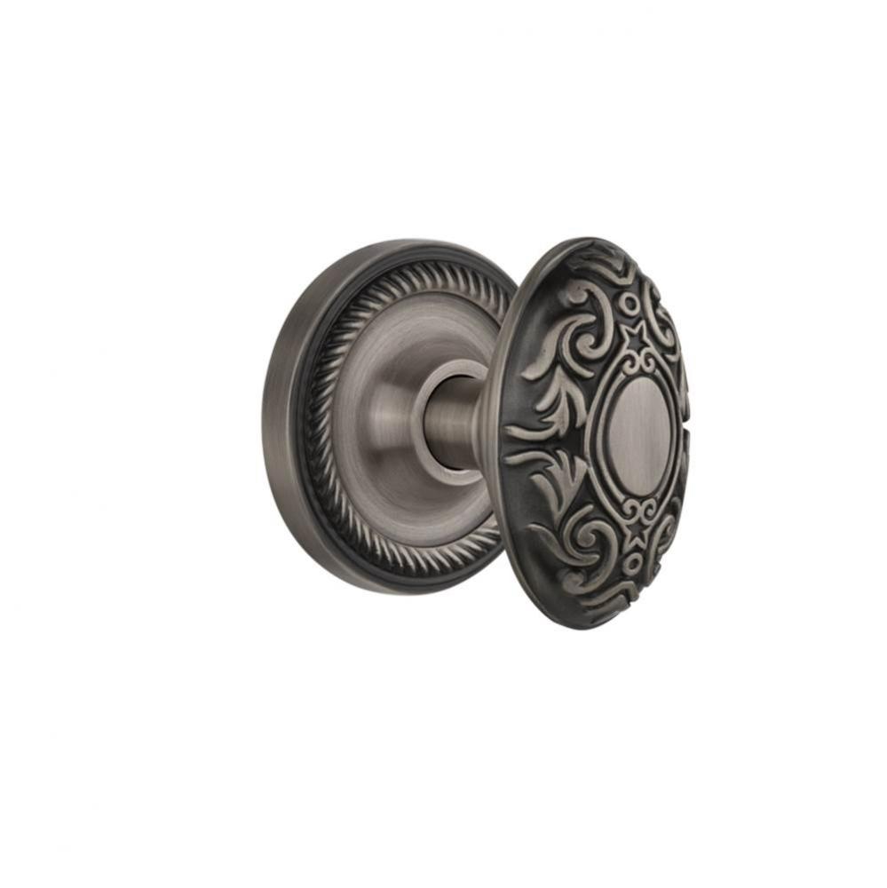 Nostalgic Warehouse Rope Rosette Interior Mortise Victorian Door Knob in Antique Pewter