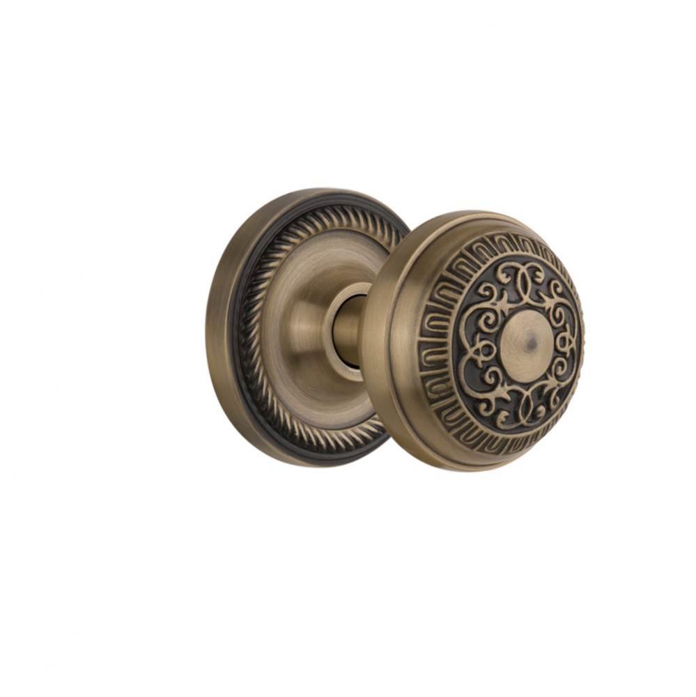 Nostalgic Warehouse Rope Rosette Privacy Egg & Dart Door Knob in Antique Brass
