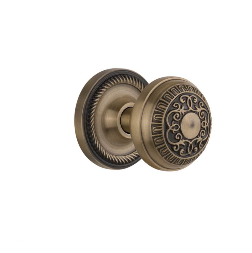 Nostalgic Warehouse Rope Rosette Passage Egg & Dart Door Knob in Antique Brass