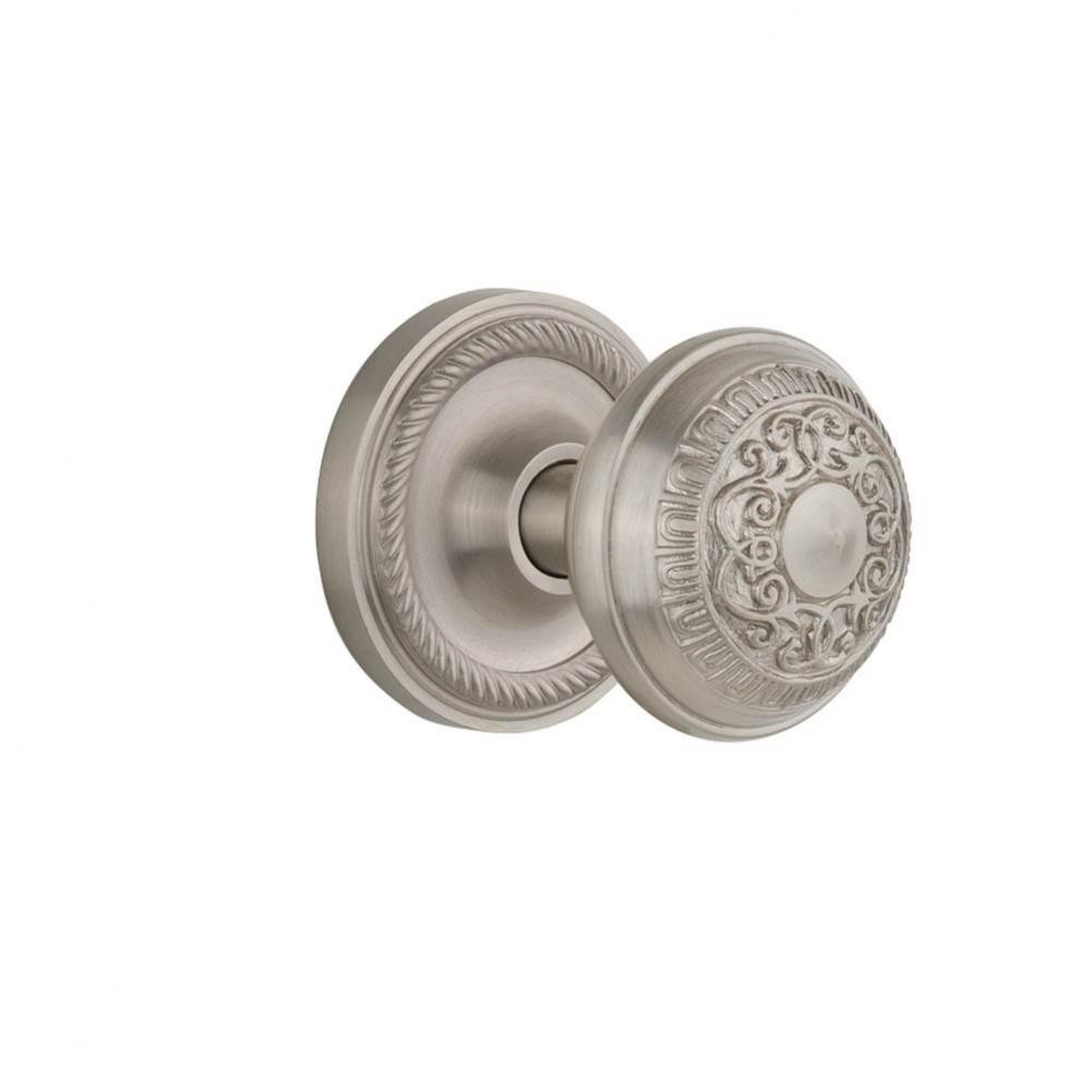 Nostalgic Warehouse Rope Rosette Passage Egg & Dart Door Knob in Satin Nickel