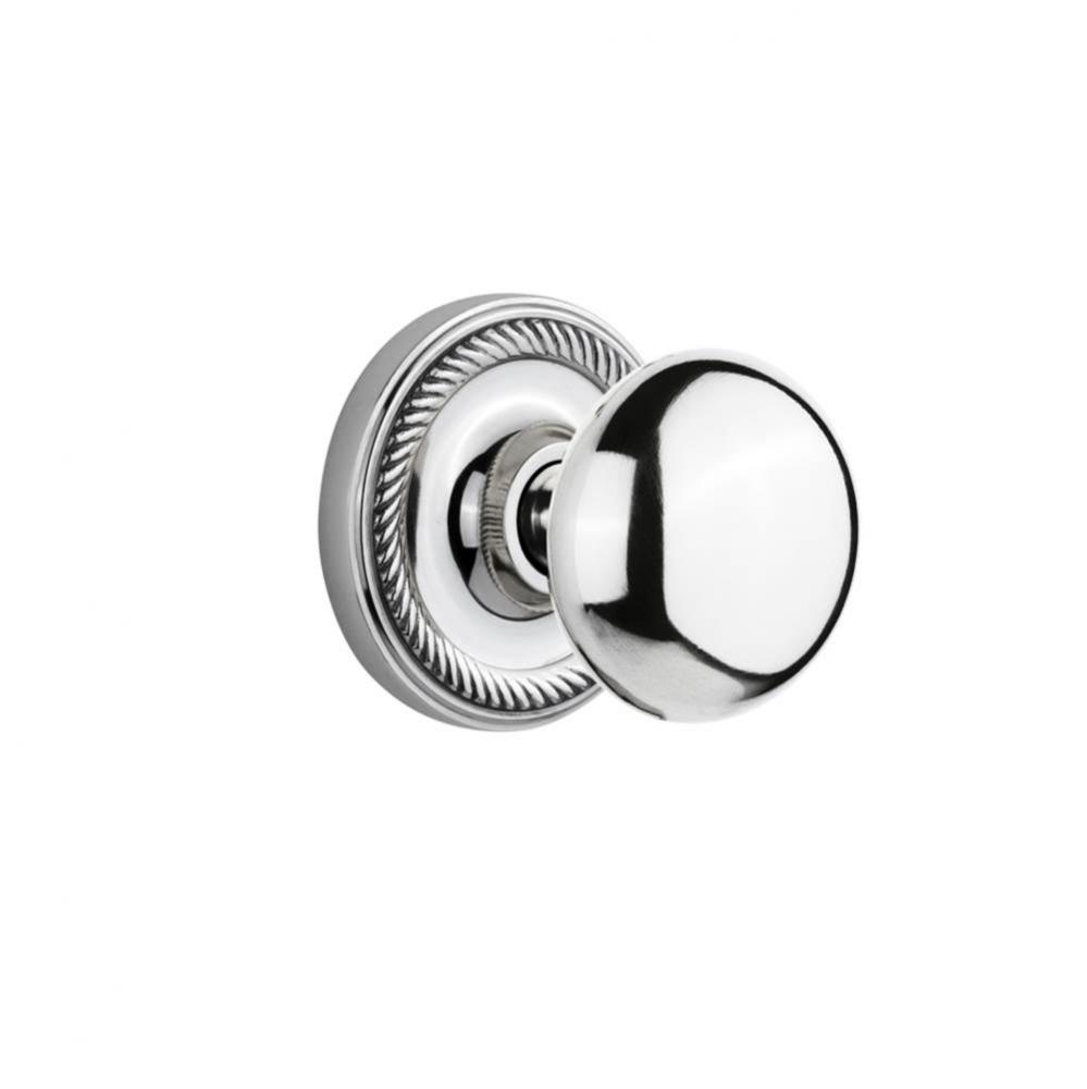 Nostalgic Warehouse Rope Rosette Passage New York Door Knob in Bright Chrome