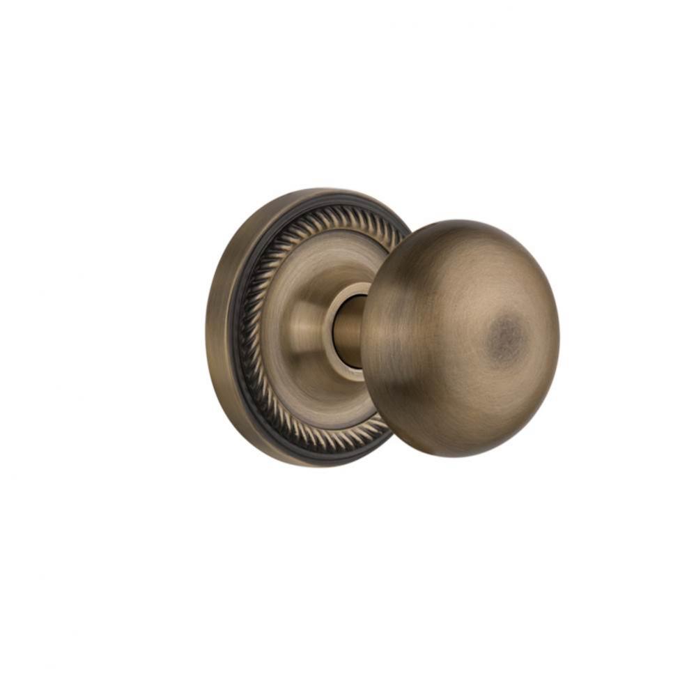 Nostalgic Warehouse Rope Rosette Double Dummy New York Door Knob in Antique Brass