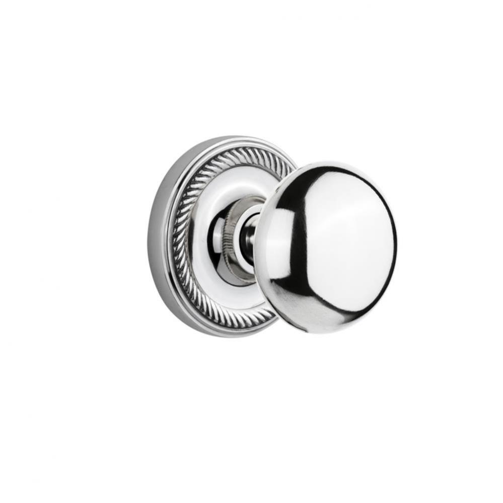 Nostalgic Warehouse Rope Rosette Double Dummy New York Door Knob in Bright Chrome