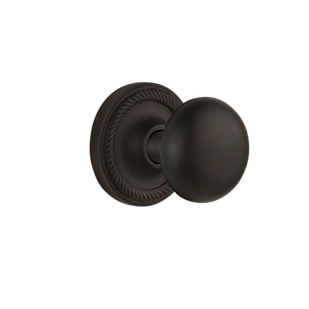 Nostalgic Warehouse Rope Rosette Interior Mortise New York Door Knob in Oil-Rubbed Bronze