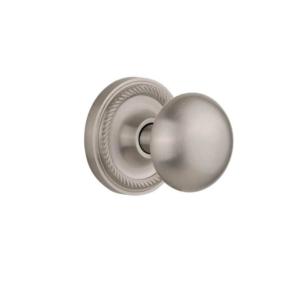 Nostalgic Warehouse Rope Rosette Interior Mortise New York Door Knob in Satin Nickel