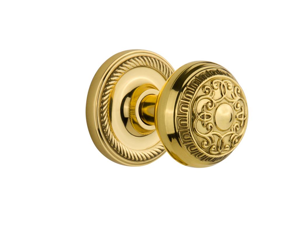 Nostalgic Warehouse Rope Rosette Double Dummy Egg & Dart Door Knob in Unlacquered Brass