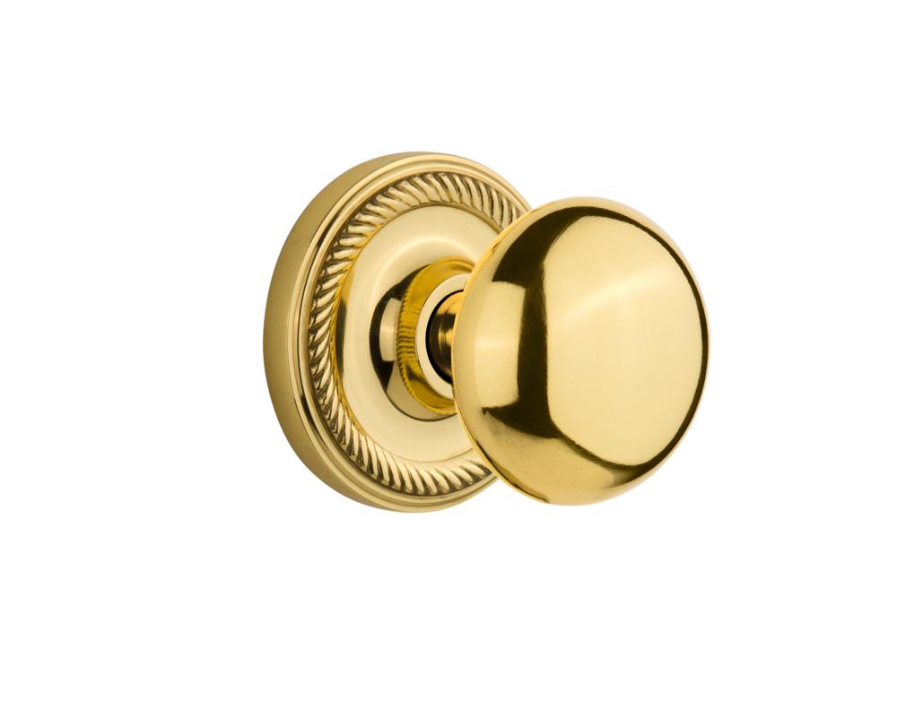 Nostalgic Warehouse Rope Rosette Double Dummy New York Door Knob in Unlacquered Brass