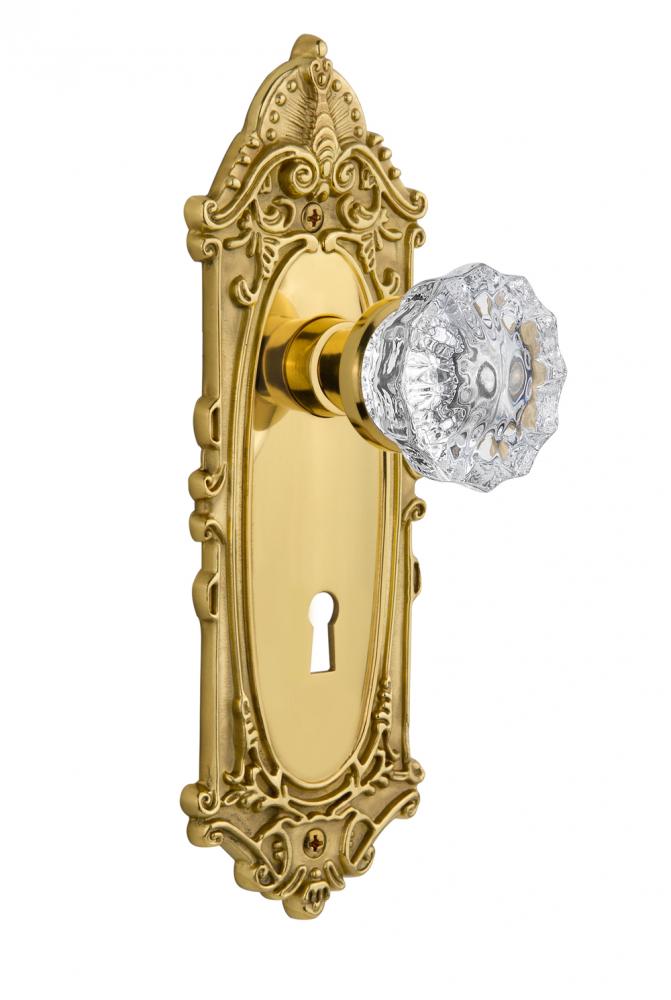 Nostalgic Warehouse Victorian Plate with Keyhole Double Dummy Crystal Glass Door Knob in Unlacquer