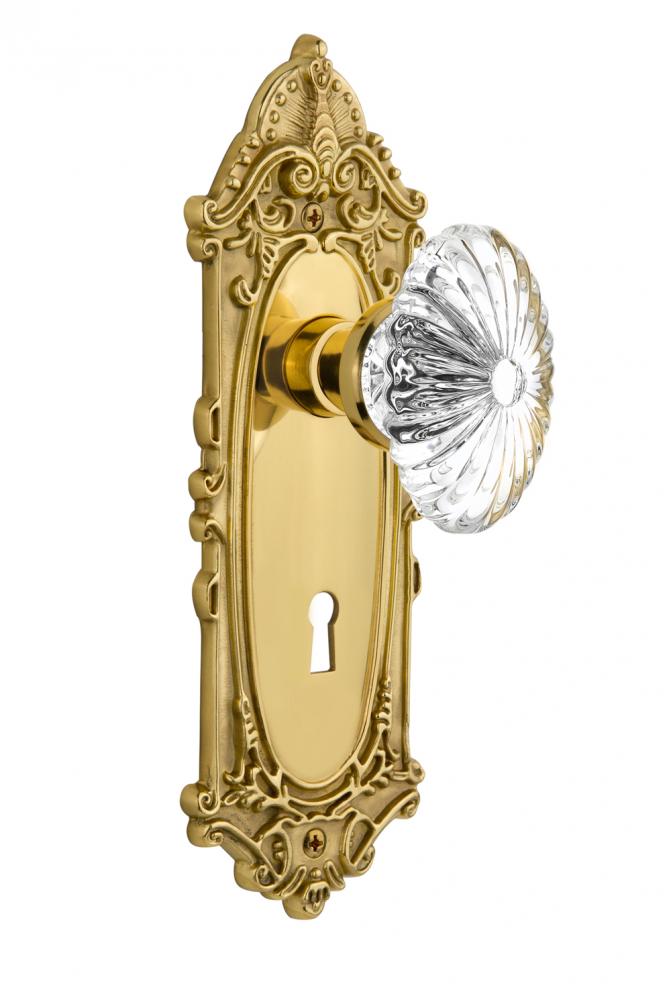 Nostalgic Warehouse Victorian Plate with Keyhole Double Dummy Oval Fluted Crystal Glass Door Knob