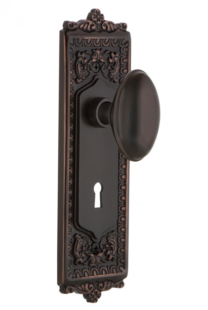 Nostalgic Warehouse Egg & Dart Plate with Keyhole Privacy Homestead Door Knob in Timeless Bron