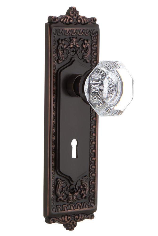 Nostalgic Warehouse Egg & Dart Plate with Keyhole Privacy Waldorf Door Knob in Timeless Bronze