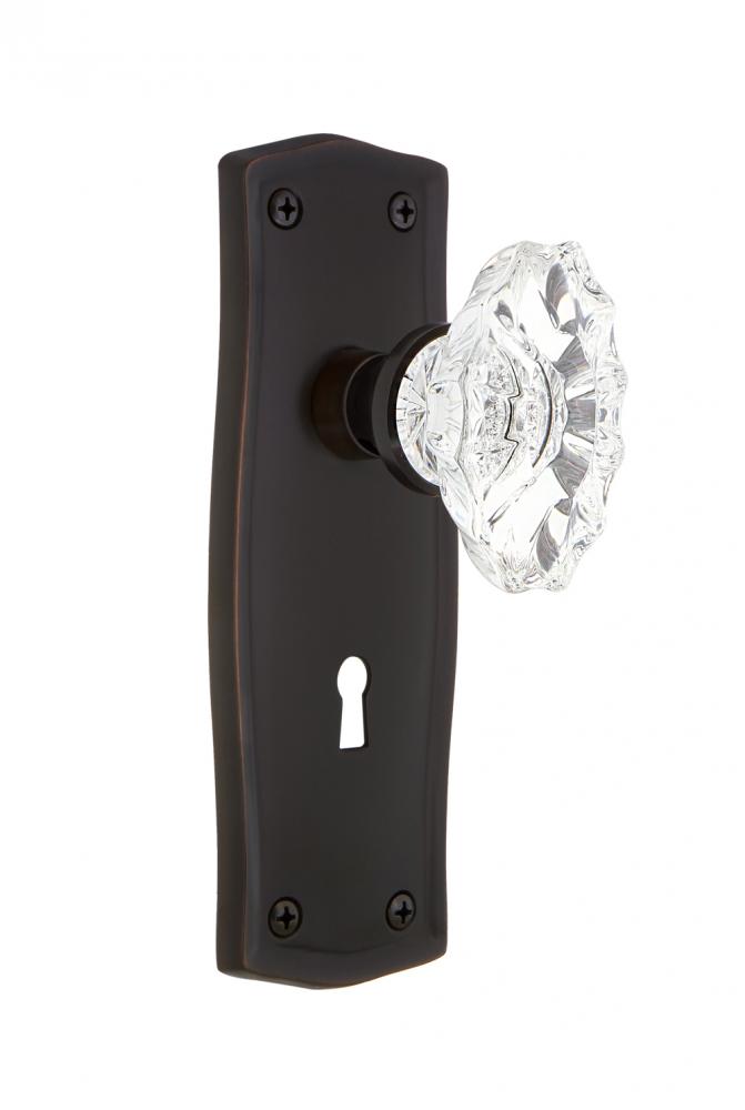 Nostalgic Warehouse Prairie Plate with Keyhole Privacy Chateau Door Knob in Timeless Bronze