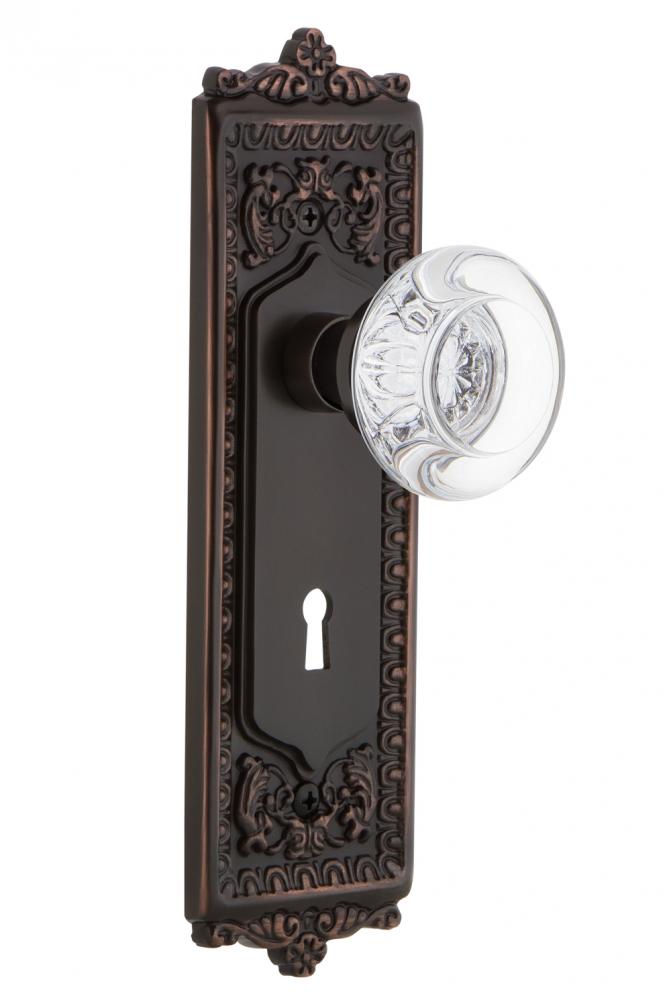 Nostalgic Warehouse Egg & Dart Plate Interior Mortise Round Clear Crystal Glass Door Knob in T