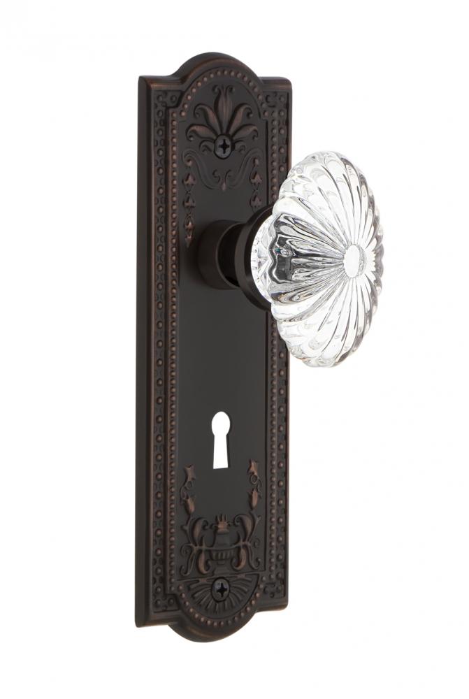 Nostalgic Warehouse Meadows Plate Interior Mortise Oval Fluted Crystal Glass Door Knob in Timeless