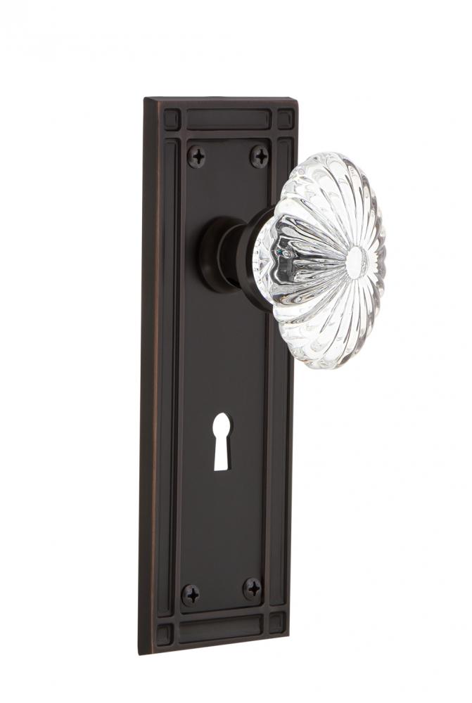 Nostalgic Warehouse Mission Plate Interior Mortise Oval Fluted Crystal Glass Door Knob in Timeless