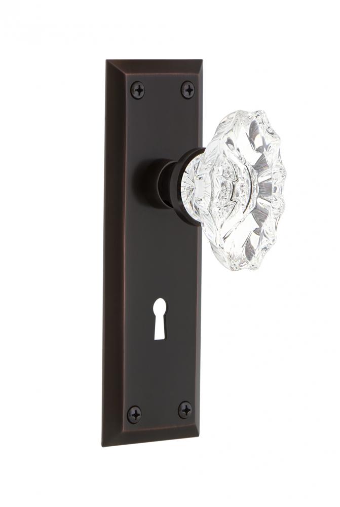 Nostalgic Warehouse New York Plate Interior Mortise Chateau Door Knob in Timeless Bronze