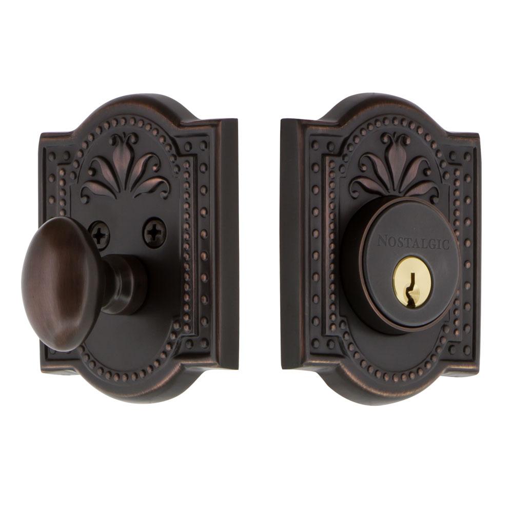 Nostalgic Warehouse Meadows Plate Single Cylinder Deadbolt in Timeless Bronze