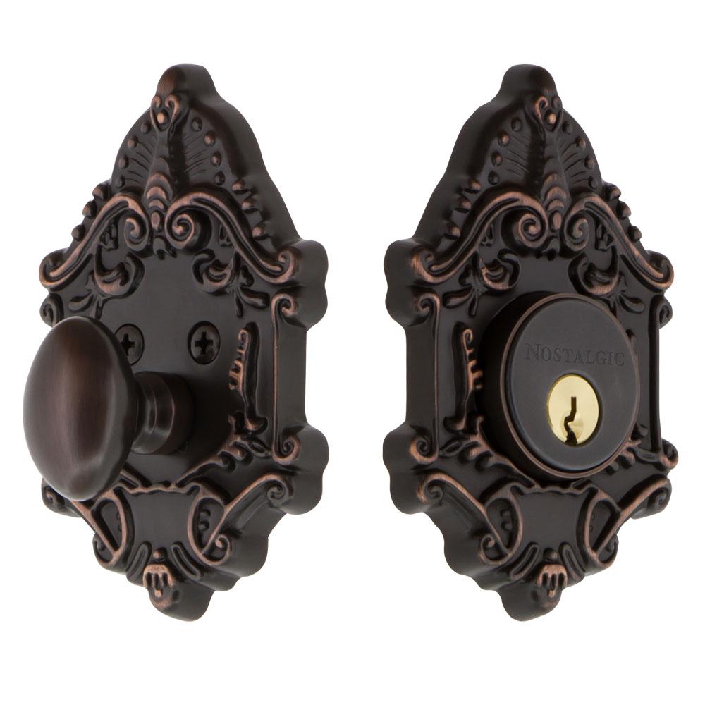 Nostalgic Warehouse Victorian Plate Single Cylinder Deadbolt in Timeless Bronze