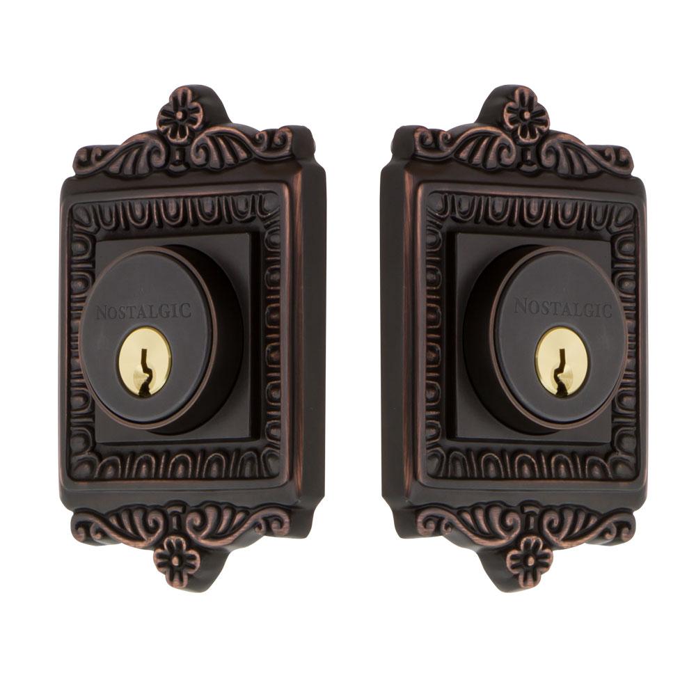 Nostalgic Warehouse Egg & Dart Plate Double Cylinder Deadbolt in Timeless Bronze