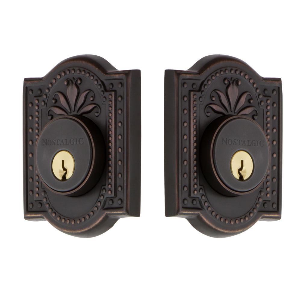 Nostalgic Warehouse Meadows Plate Double Cylinder Deadbolt in Timeless Bronze