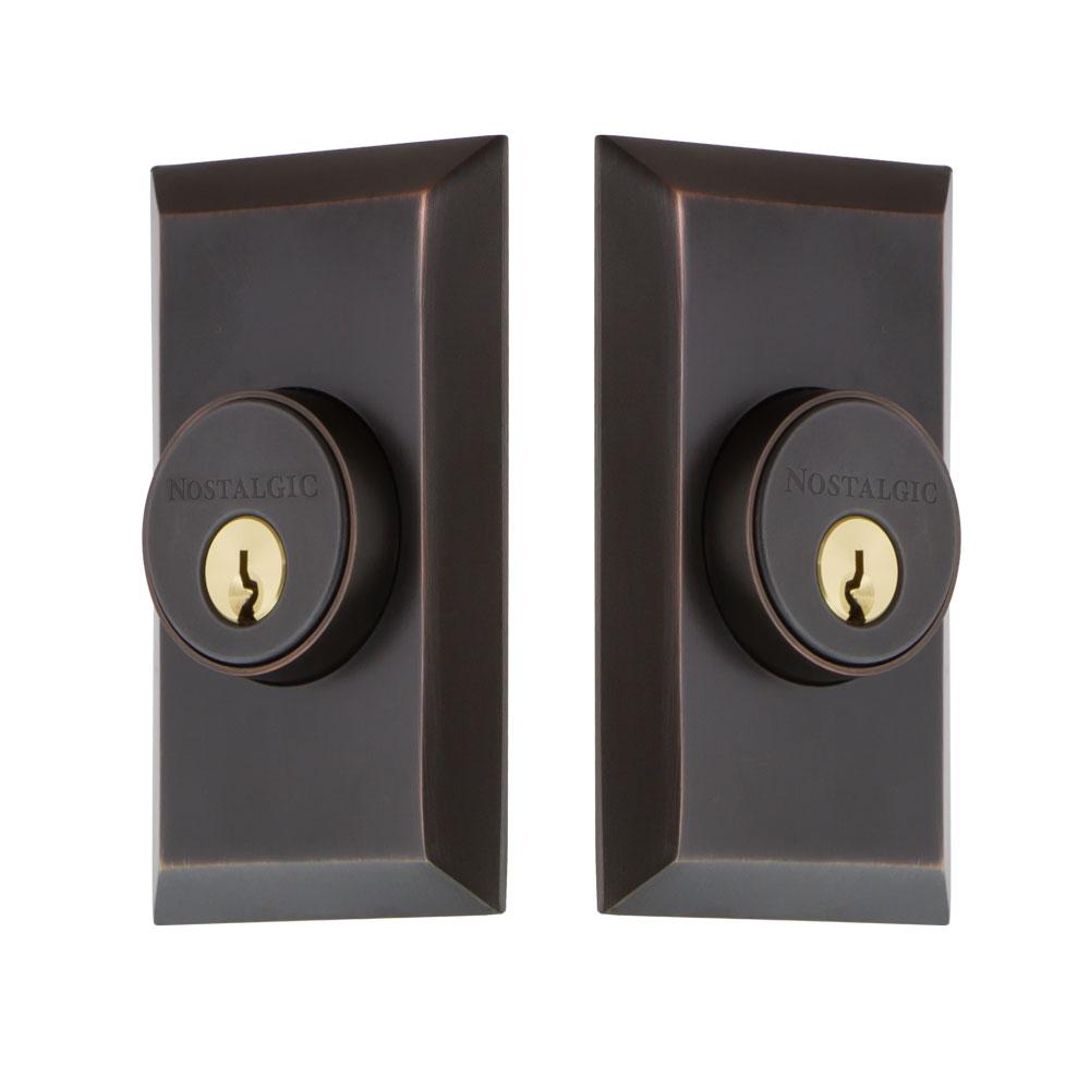 Nostalgic Warehouse Studio Plate Double Cylinder Deadbolt in Timeless Bronze