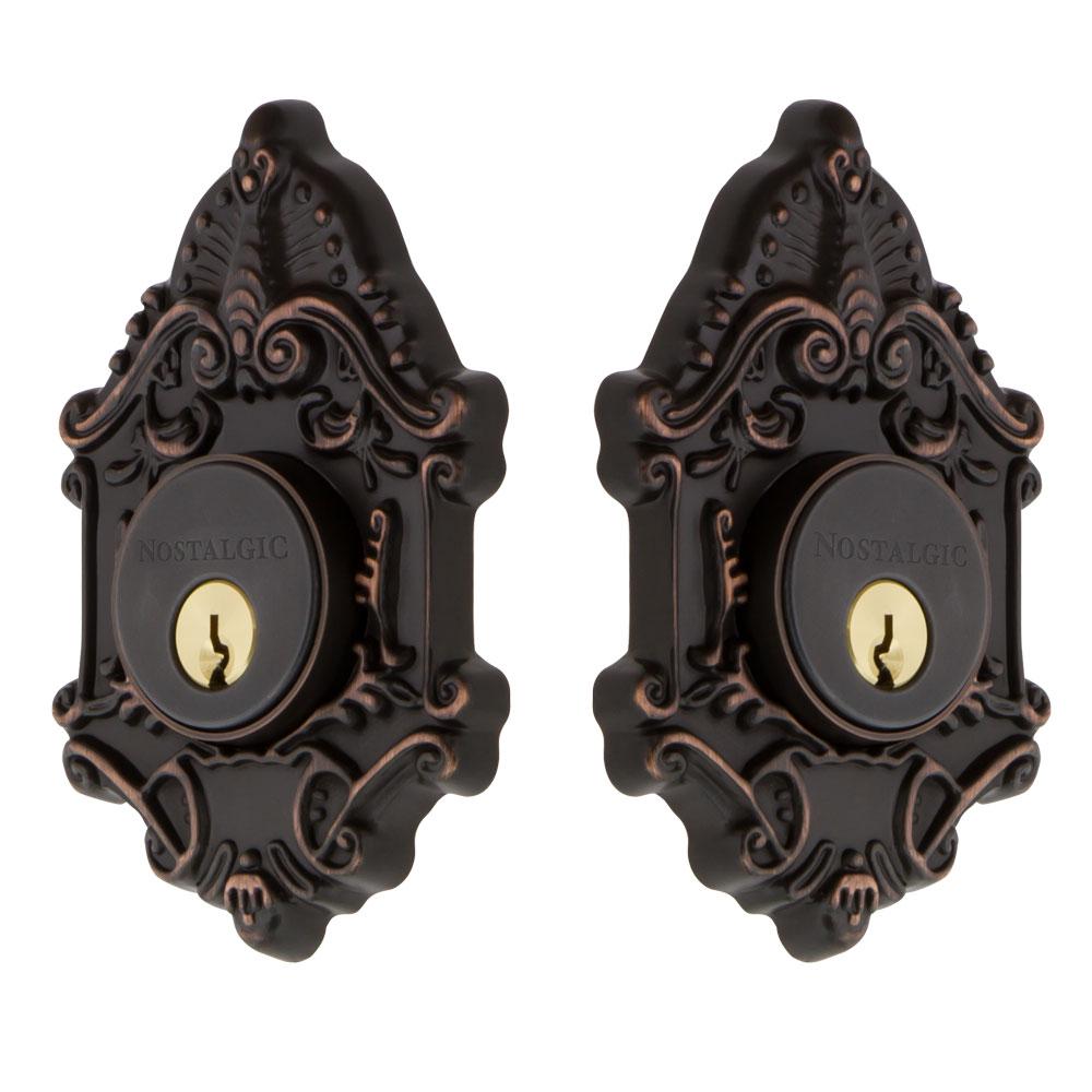 Nostalgic Warehouse Victorian Plate Double Cylinder Deadbolt in Timeless Bronze