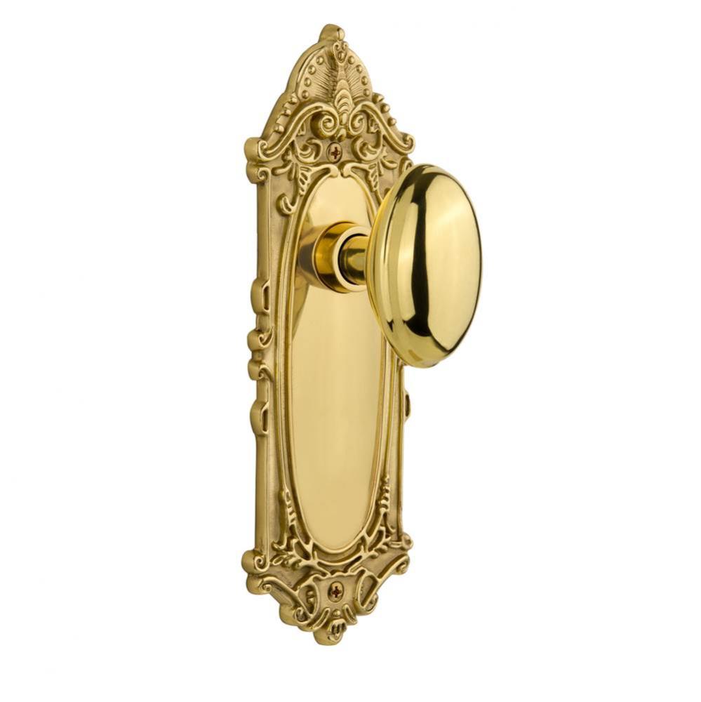 Nostalgic Warehouse Victorian Plate Single Dummy Homestead Door Knob in Polished Brass