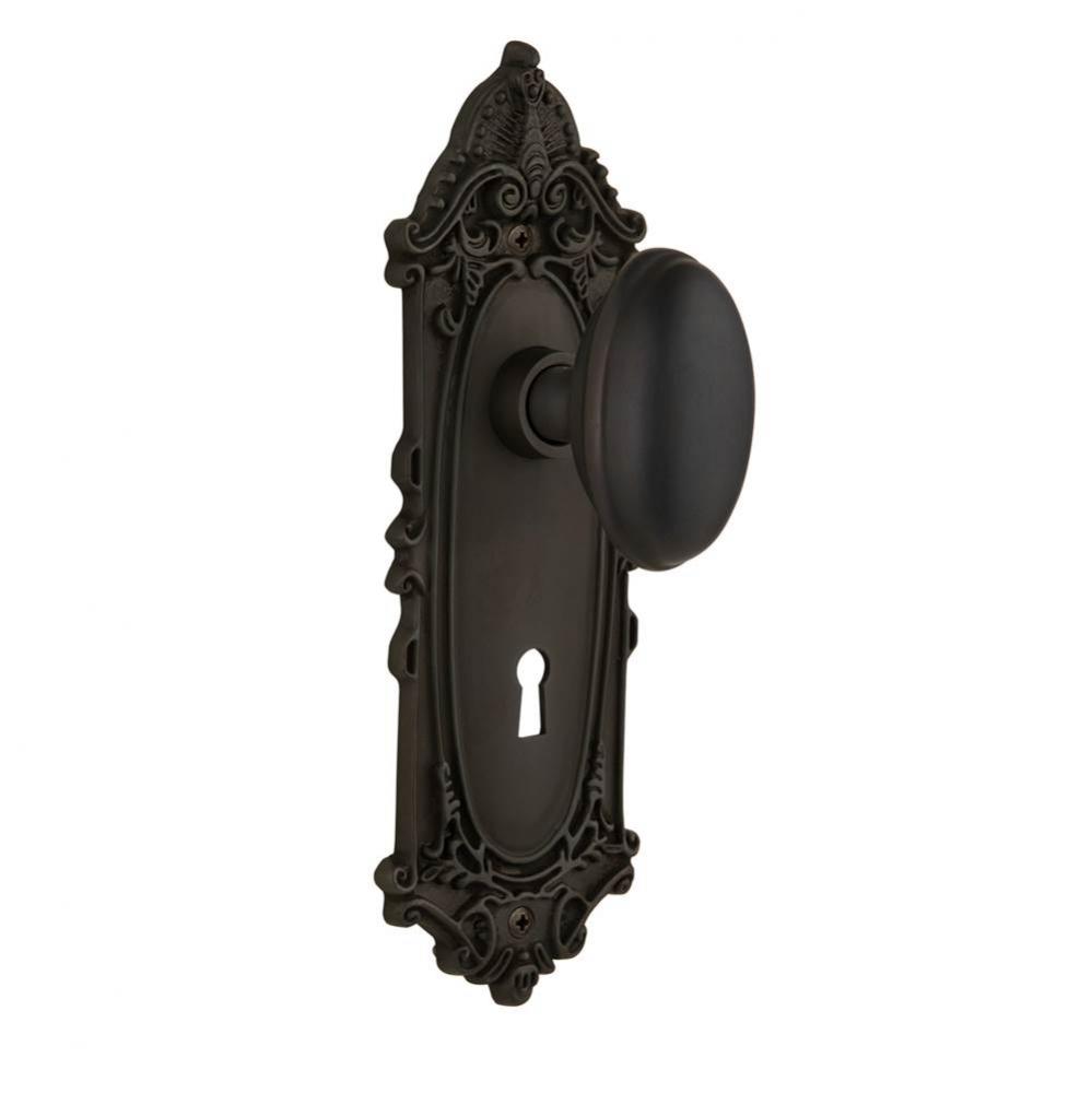 Nostalgic Warehouse Victorian Plate with Keyhole Passage Homestead Door Knob in Oil-Rubbed Bronze