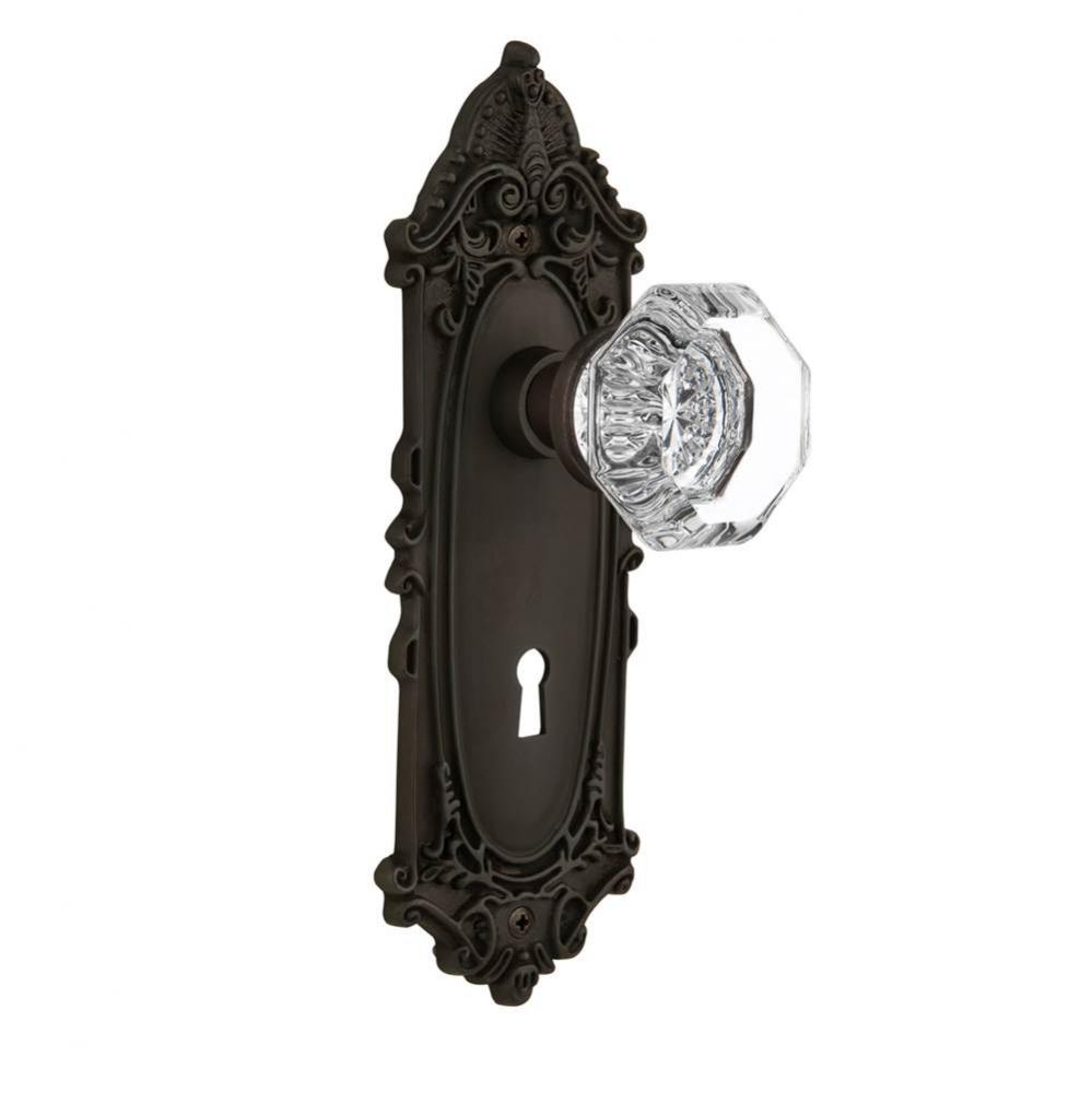 Nostalgic Warehouse Victorian Plate with Keyhole Passage Waldorf Door Knob in Oil-Rubbed Bronze