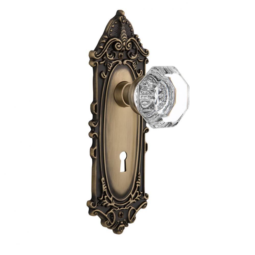 Nostalgic Warehouse Victorian Plate with Keyhole Single Dummy Waldorf Door Knob in Antique Brass