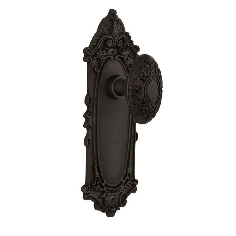 Nostalgic Warehouse Victorian Plate Double Dummy Victorian Door Knob in Oil-Rubbed Bronze