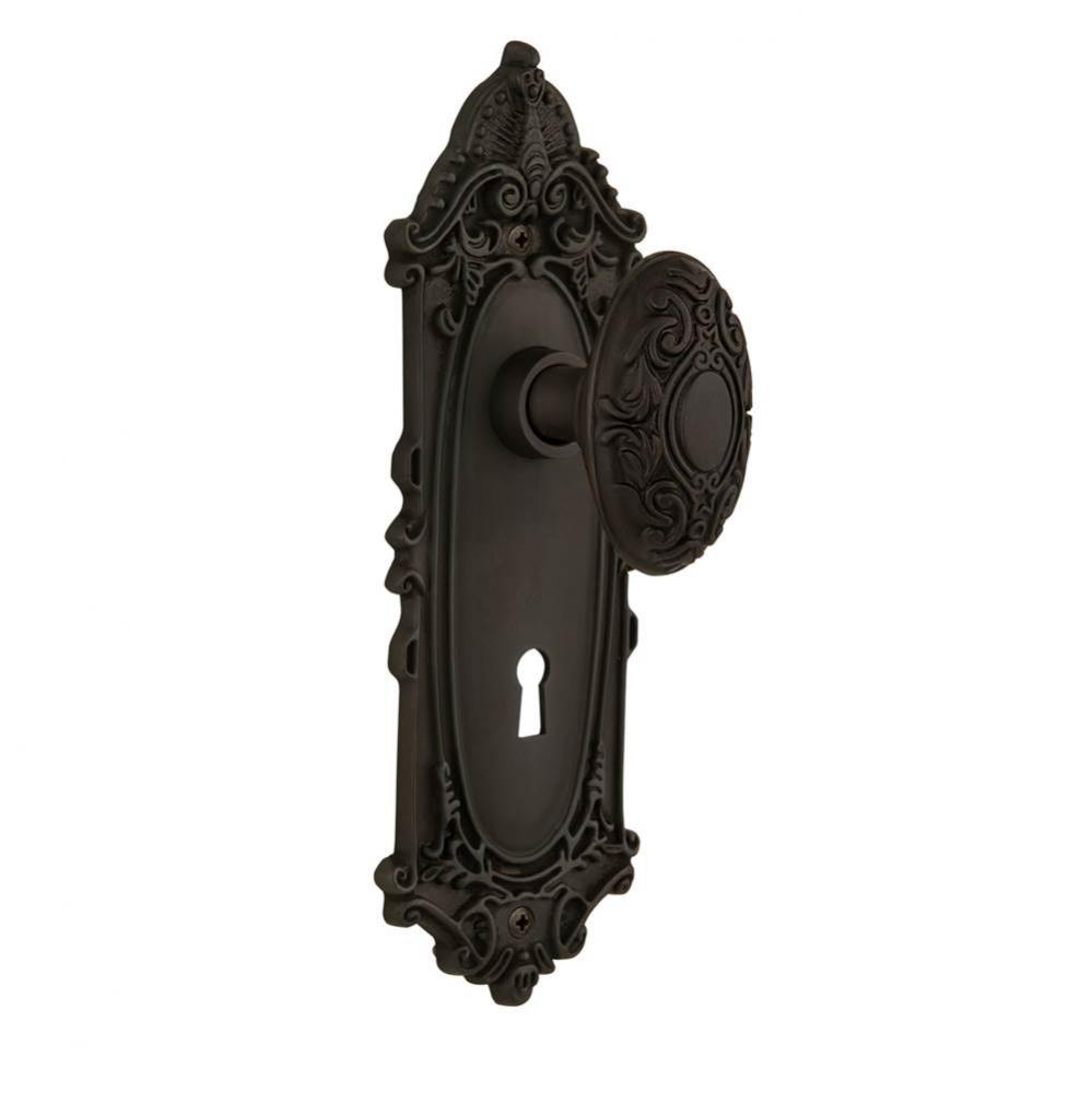 Nostalgic Warehouse Victorian Plate with Keyhole Double Dummy Victorian Door Knob in Oil-Rubbed Br