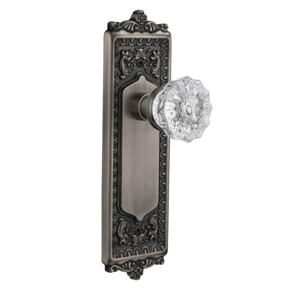 Nostalgic Warehouse Egg & Dart Plate Passage Crystal Glass Door Knob in Antique Pewter