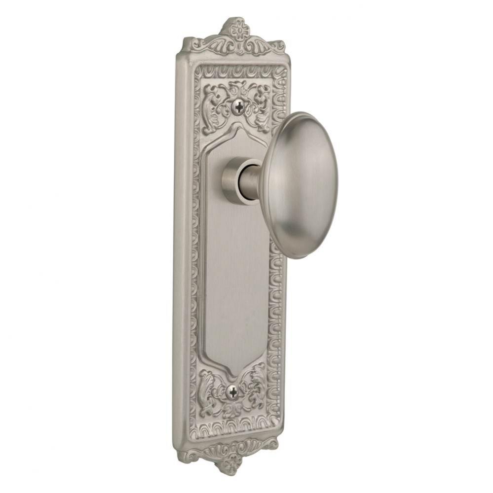 Nostalgic Warehouse Egg & Dart Plate Privacy Homestead Door Knob in Satin Nickel