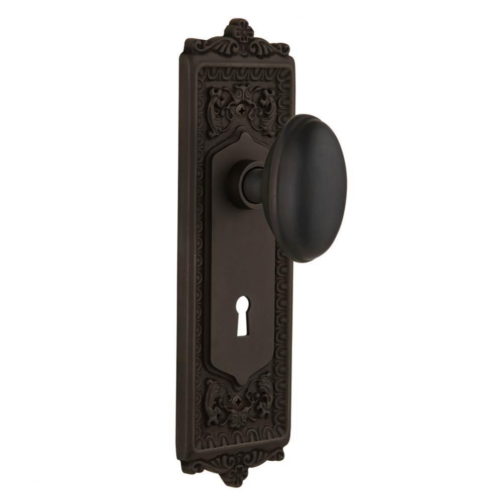 Nostalgic Warehouse Egg & Dart Plate with Keyhole Passage Homestead Door Knob in Oil-Rubbed Br