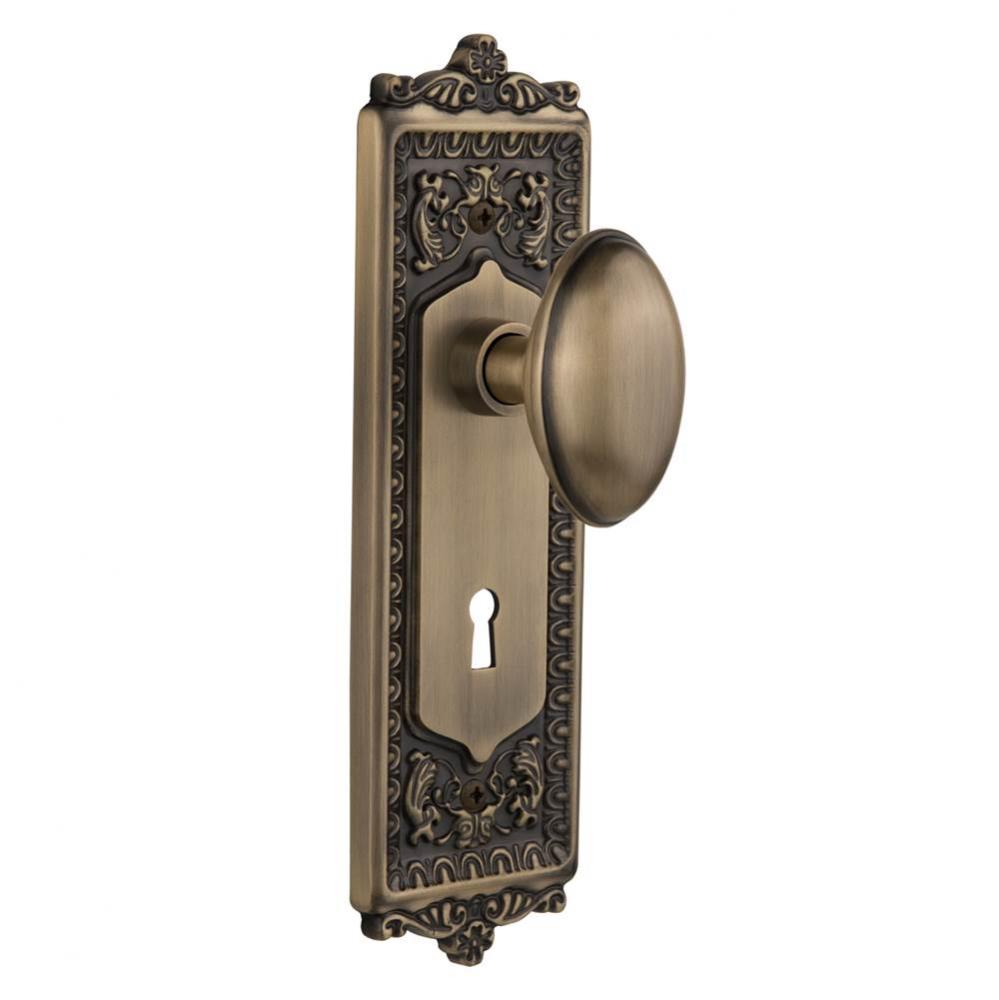 Nostalgic Warehouse Egg & Dart Plate with Keyhole Passage Homestead Door Knob in Antique Brass