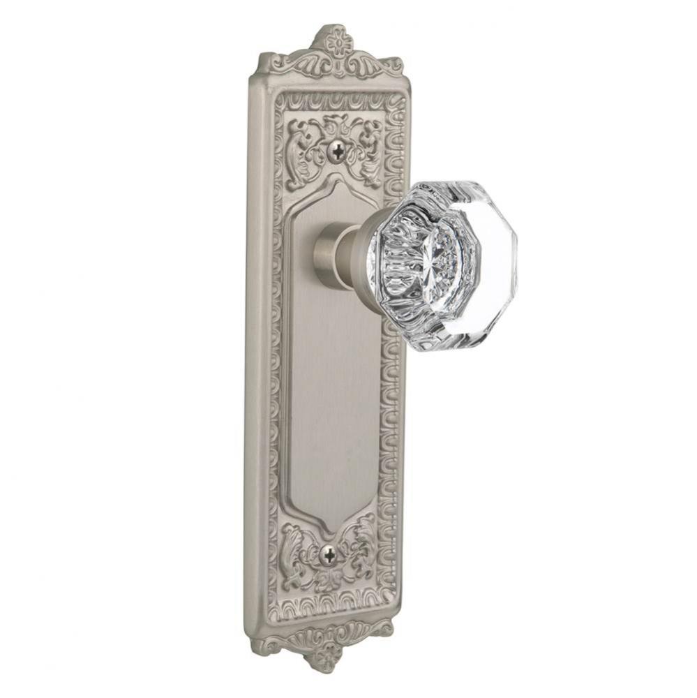 Nostalgic Warehouse Egg & Dart Plate Single Dummy Waldorf Door Knob in Satin Nickel