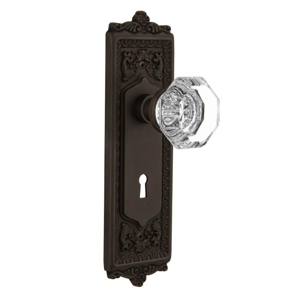 Nostalgic Warehouse Egg & Dart Plate with Keyhole Passage Waldorf Door Knob in Oil-Rubbed Bron