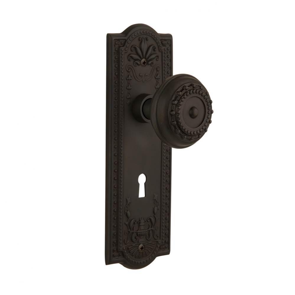Nostalgic Warehouse Meadows Plate with Keyhole Single Dummy Meadows Door Knob in Oil-Rubbed Bronze