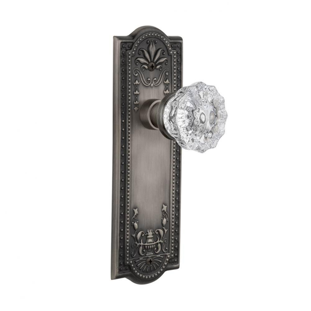 Nostalgic Warehouse Meadows Plate Single Dummy Crystal Glass Door Knob in Antique Pewter