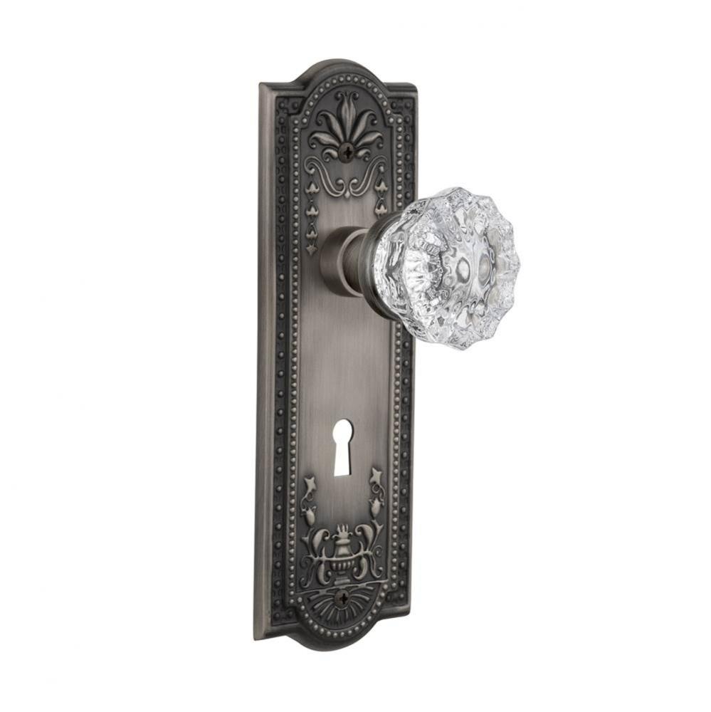 Nostalgic Warehouse Meadows Plate with Keyhole Privacy Crystal Glass Door Knob in Antique Pewter