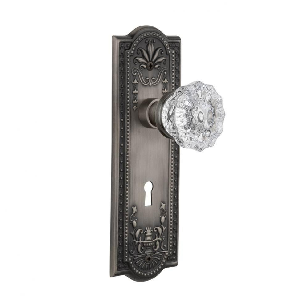 Nostalgic Warehouse Meadows Plate with Keyhole Double Dummy Crystal Glass Door Knob in Antique Pew