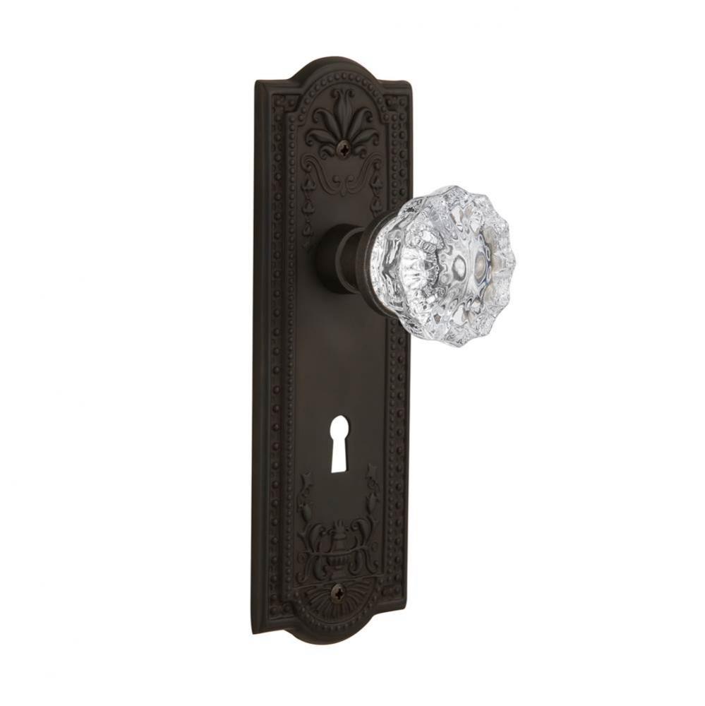 Nostalgic Warehouse Meadows Plate with Keyhole Single Dummy Crystal Glass Door Knob in Oil-Rubbed